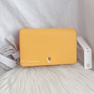NWT Tory Burch Emerson Combo Saffiano Leather Crossbody Solar Yellow 58440 RARE